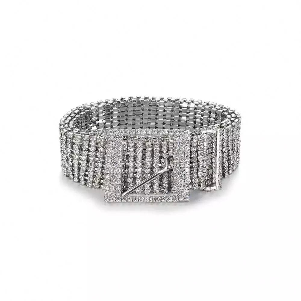 Silver diamond cheap belt