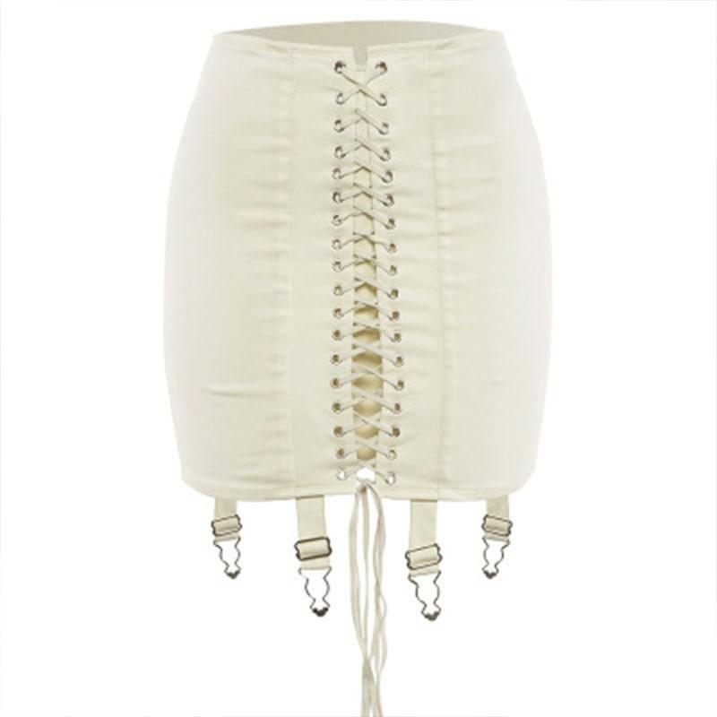 white garter belt mini skirt