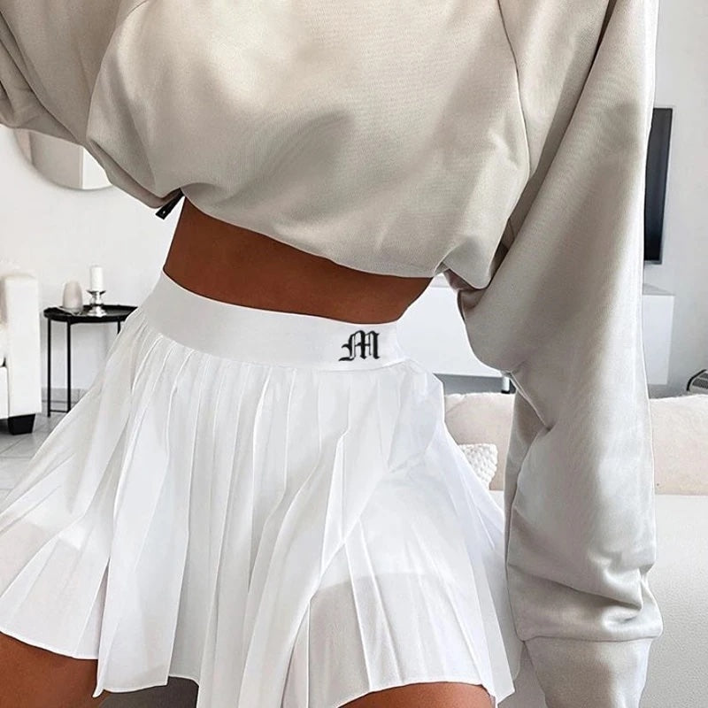 women's white mini tennis skirt