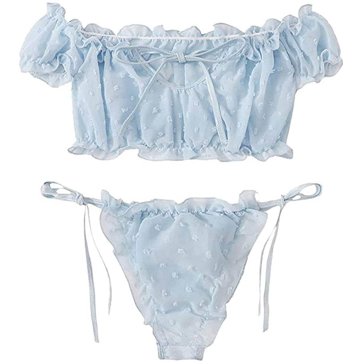 mesh polka dot lingerie panty and bra set