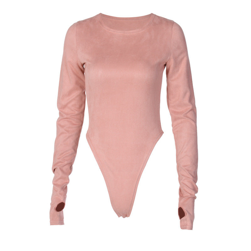 women's pink long sleeve bodysuit top