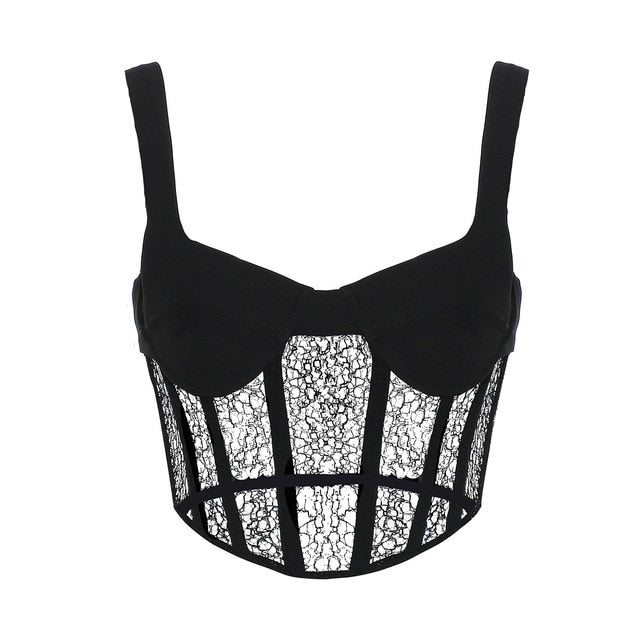 black lace corset bustier top
