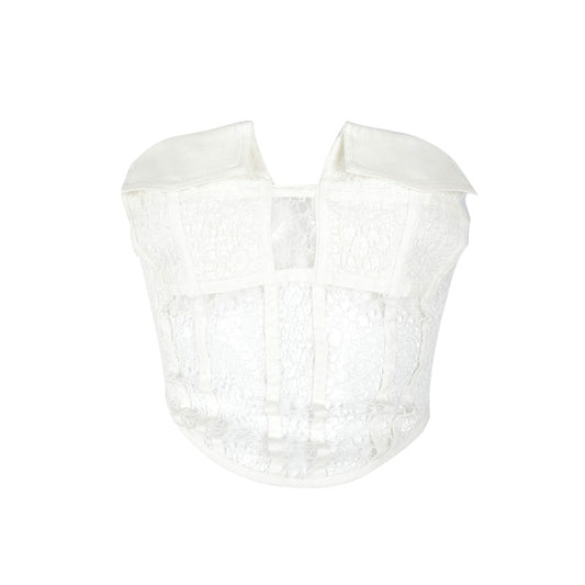 white eyelet lace corset top