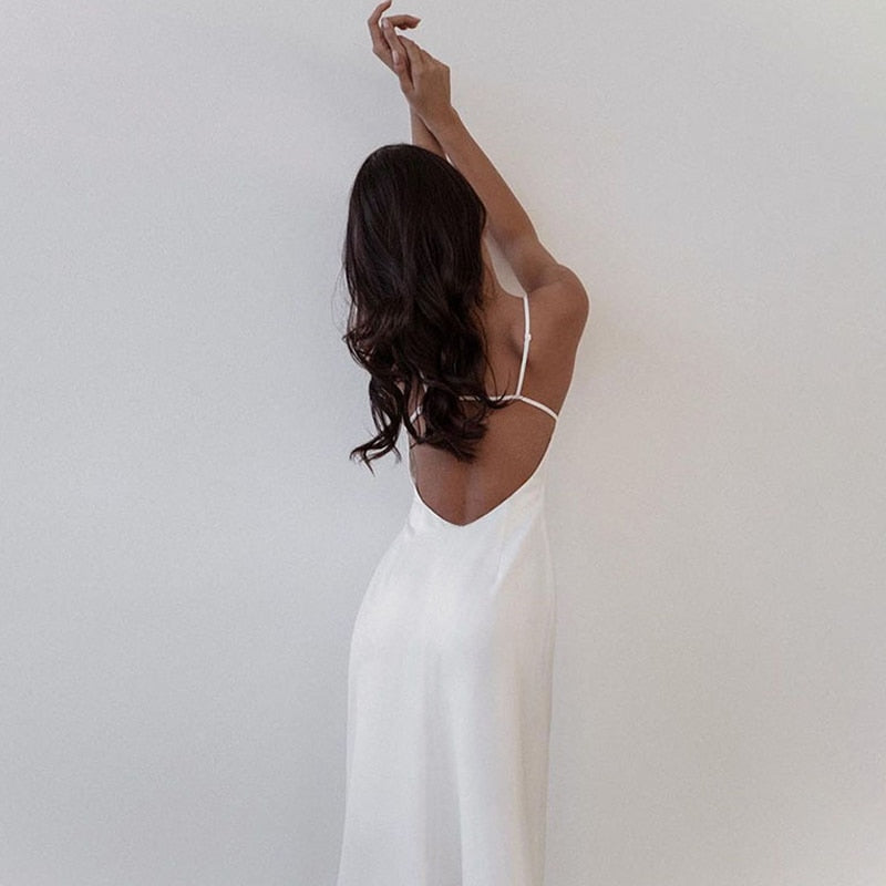 BLACK AND WHITE MAXI SLIP DRESS