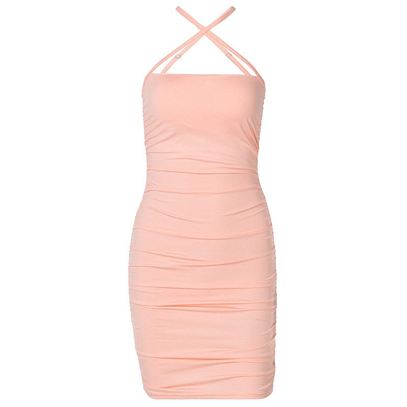 women's peach pink mini dress