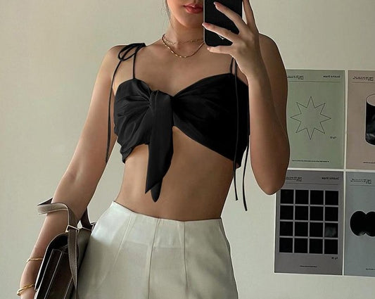 BLACK BRA CROP TOP