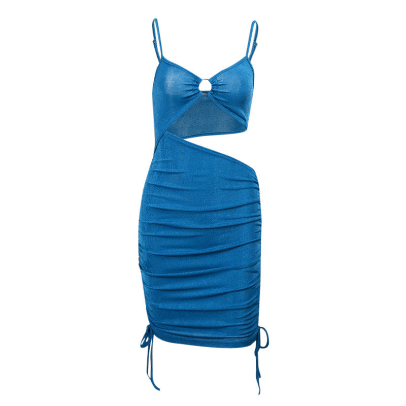 women's cutout blue mini dress