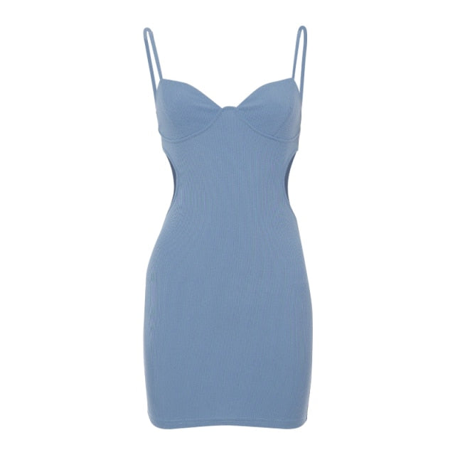 women's blue cutout mini dress