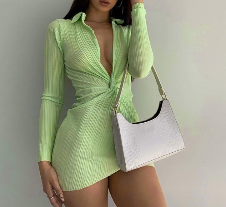 women's green mini dress