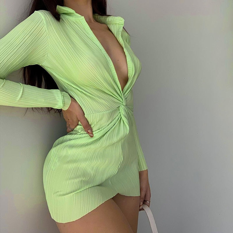 women's green mini dress