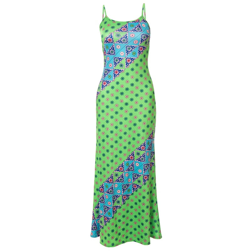green print maxi dress